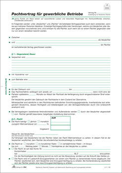 Rnk Verlag Pachtvertrag Fur Gewerbliche Betriebe 4 Seiten Gefalzt Auf Din A4 Fiedeler Bayer Gmbh